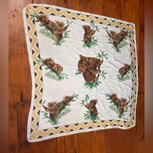 ESCADA large GUC koala scarf 100% silk white cream brown green